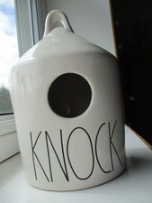 Rae Dunn Ceramiczny biały wystrój domu wiejskiego Domek dla ptaków KNOCK