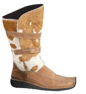 Camel Active Stiefel Haar auf Fell Leder halbhoch Western Navajo Style UK 4,5 hellbraun