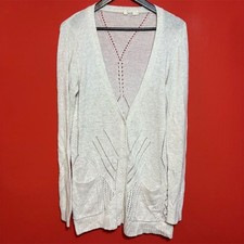 Anthropologie Moth Women's L Ivory V-Neck Cardigan Sweater