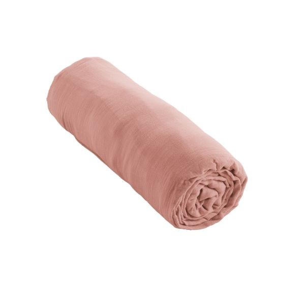 Drap housse 90x190 cm en gaze de coton Gaïa Rose pour une chambre style bohème chic