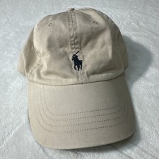 Polo Ralph Lauren Men's Tan Cotton Chino Adjustable Ball Cap Blue Pony Strap