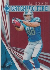 2019 Panini Phoenix Catching Fire Holo Red /299 T.J. HOCKENSON Iowa/Lions
