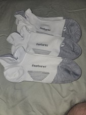 Feetures Low Cut Ankle Socks Solid White/Gray 3 Pairs Size M