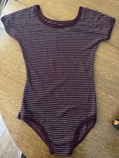 Vintage 80s Stripe Stretchy Damart Leotard Bodysuit, Medium