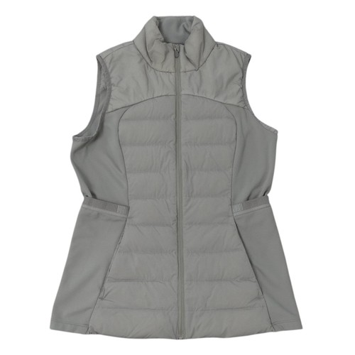 Lululemon Vest Womens Sz 8 Gray Goose Down For It All Quilted Puffer Full Zip
