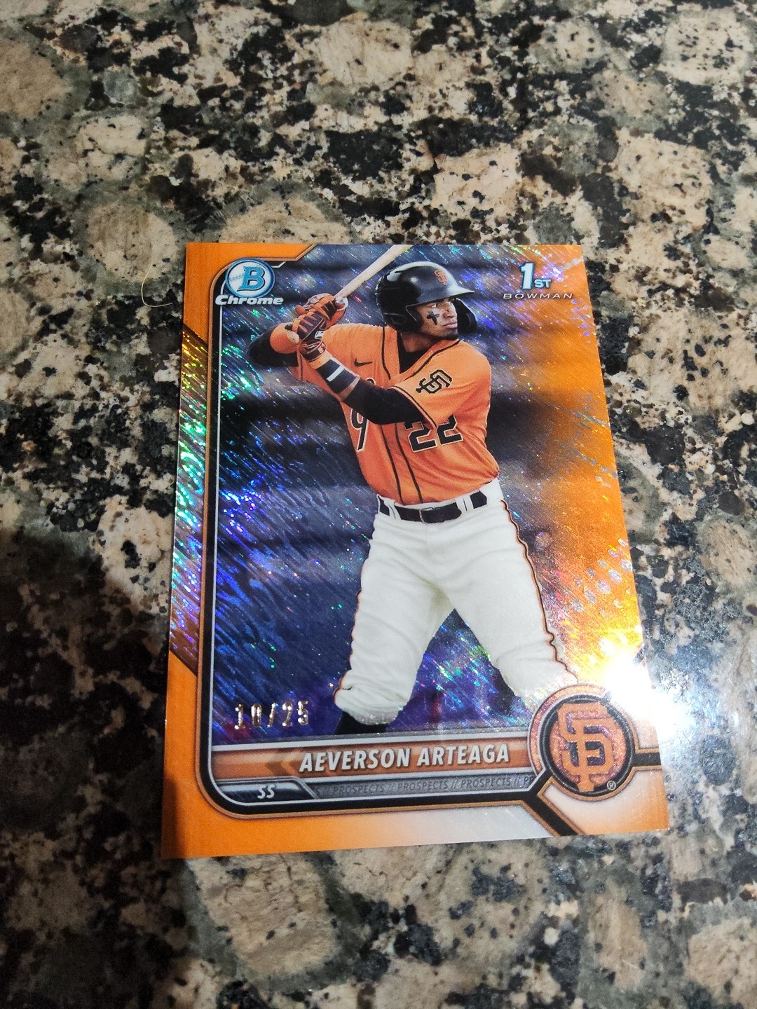 2022 Bowman Chrome Prospects Aeverson Arteaga #BCP-82 Orange Refractor /25 (RC)