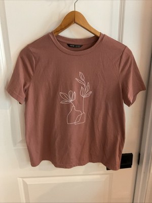 Shein - Short Sleeve Floral Tee - Pink - Ladies Size Small