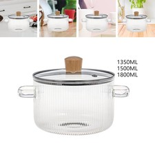 Glass Cooking Pot with Lid Glass Saucepan with Cover for Tea Noodle Pasta