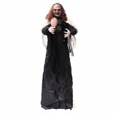 Ghost Woman with Handheld Mirror Creepy Prop Battery-Powered for Doorway