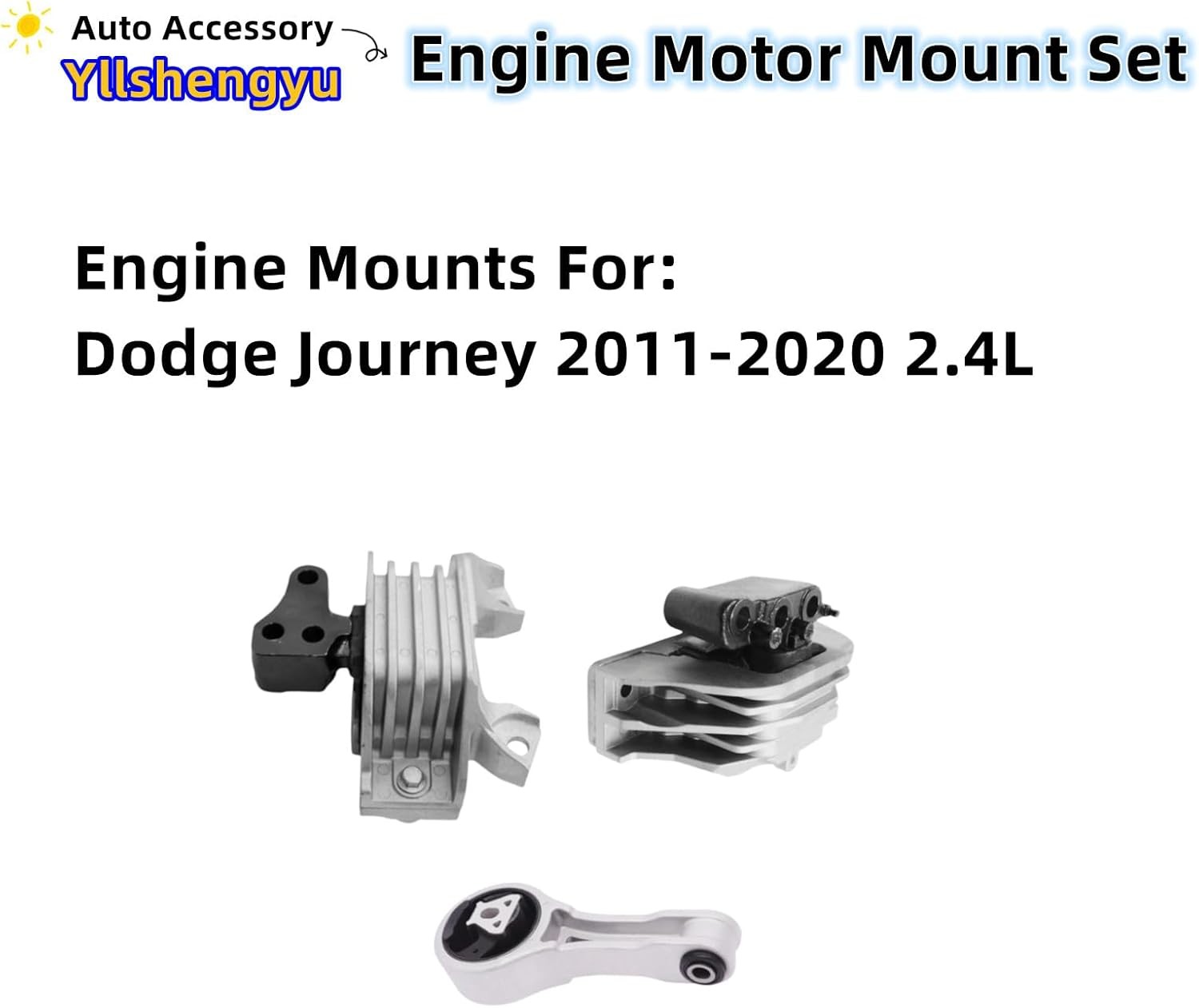 3pcs Engine Motor & Transmission Mount Kit for 2011-2020 Do-dge Journey 2.4L Rep