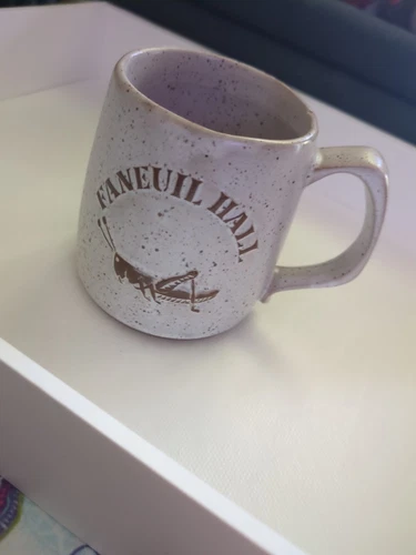 Vintage Onion River Pottery Faneuil Hall 3.5" Speckled Brown Ceramic Coffee Mug