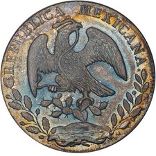 1863-Mo Mexico Cap & Rays 8 Reales OGH MS65 - Electric Toning