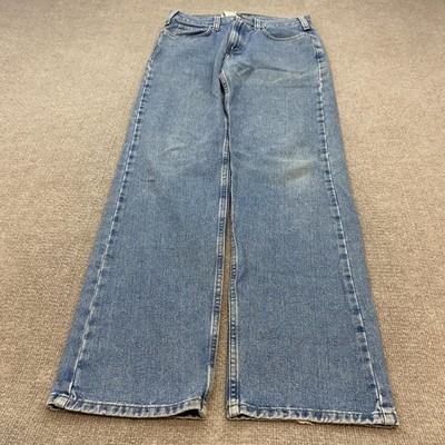 Carhartt B350 LCW Jeans Mens 31x34 Blue Faded Wash Relaxed Straight Denim Grunge