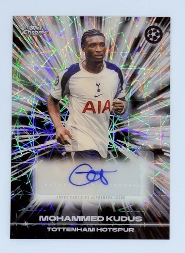 Mohammed Kudus 2025-26 Topps Chrome UEFA UCC Black Lazer Auto #BLA-MK Tottenham