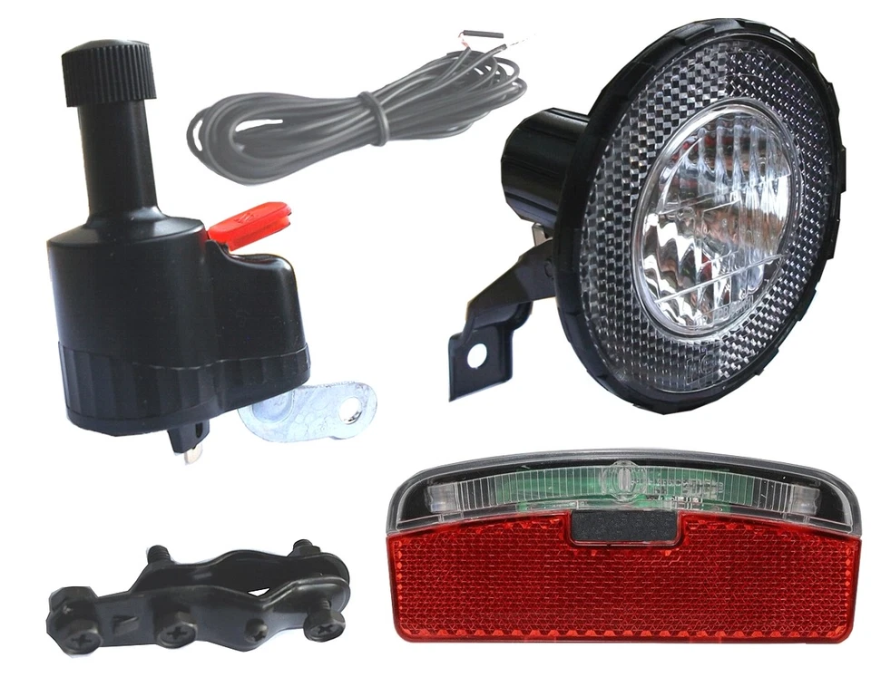 BDCP Fahrrad Beleuchtung Set kpl. Dynamo Frontlampe Rücklicht Lampe Licht mit Halter