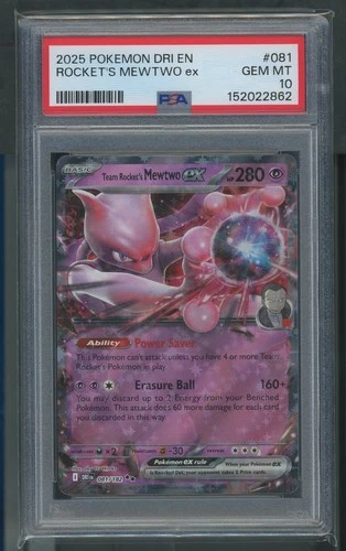 2025 Pokemon Destined Rivals Team Rocket's Mewtwo ex #081/182 PSA 10