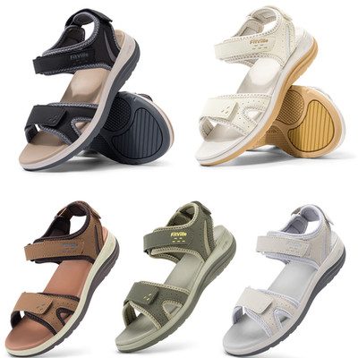 FitVille Weit Sandalen Damen Sommer Bequem Leicht Senioren Klettverschluss
