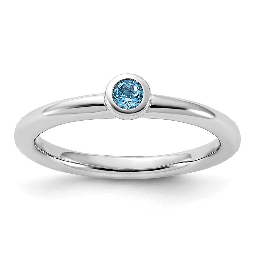 925 Sterling Silver Stackable Expressions Light Swiss Blue Topaz Ring Size 10