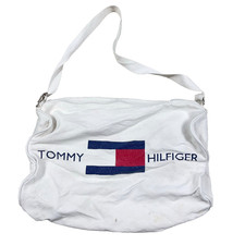 Vintage Tommy Hilfiger Duffle Bag Spell Out Logo Dubble Sided Gym Travel Canvas