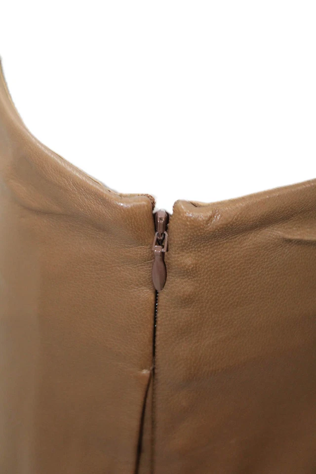 Pantalones cortos de cuero de cordero marrón Vince para mujer talla 2 Foto 4 de 4