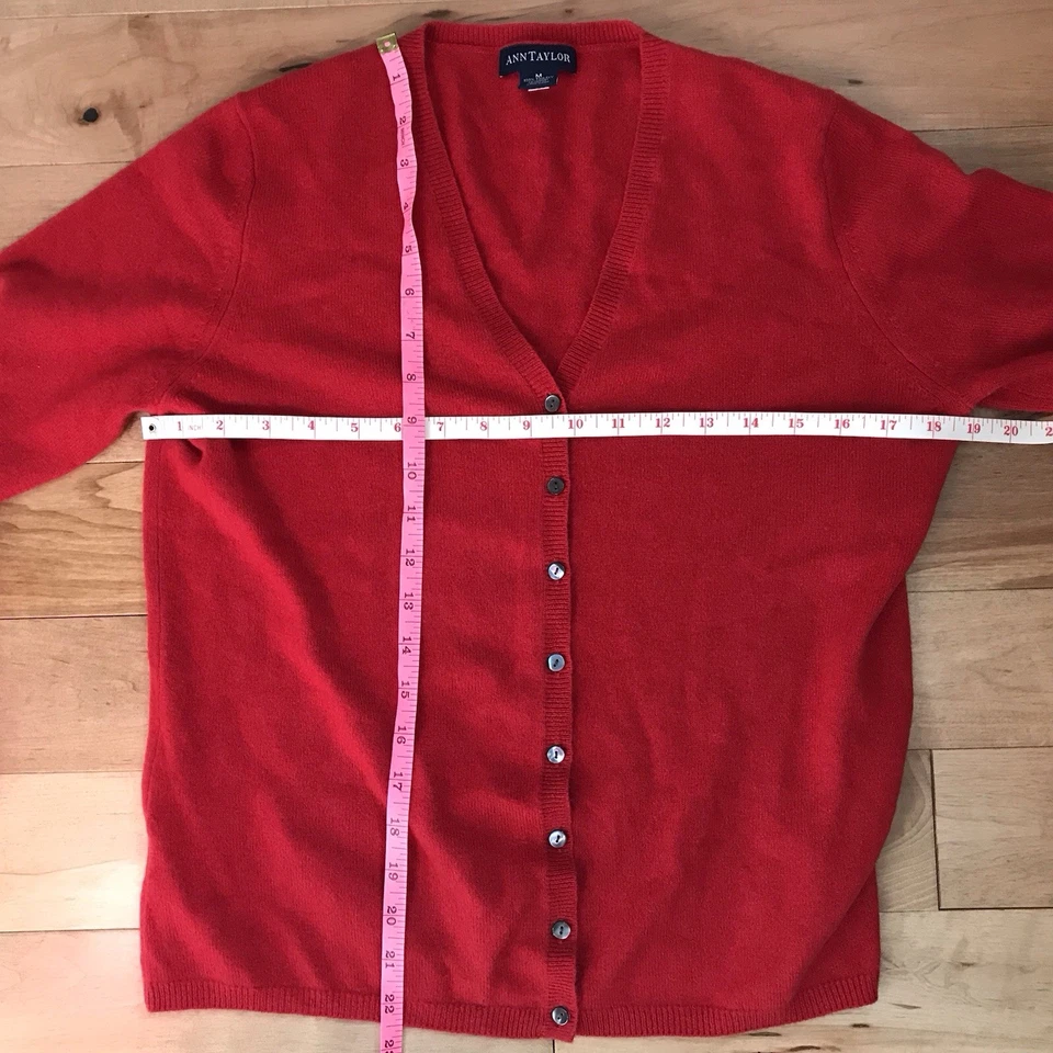 Vintage Ann Taylor Cashmere Red Sweater Set Size M Preppy Quiet Luxury Holiday - Imagem 4 de 4