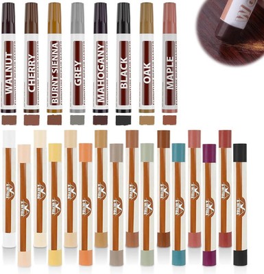 A-HEYIDA Wood Filler Putty Sticks -16 Colors Wax Crayons & 8 Furniture Marker To