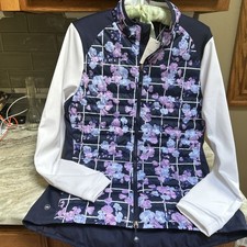 Peter Millar Golf floral merge hybrid zip puffer jacket All Season Women M New