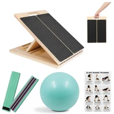 Adjustable Wooden Slant Board for Calf Stretching,Portable Incline Board for ...