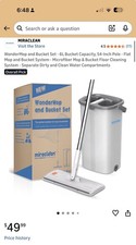 miraclean WonderMop and Bucket Set Microfiber Mop Swiveling Head Compartments