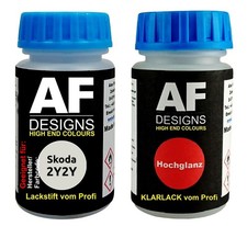 Lackstift für Skoda 2Y2Y Moon White Metallic + Klarlack je 50ml Autolack Basisla