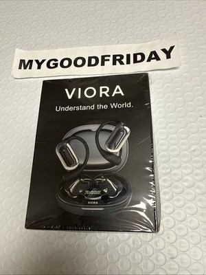 VIORA AI Translator Earbuds Bluetooth Wireless Built-In Mic Ear-hook Black New