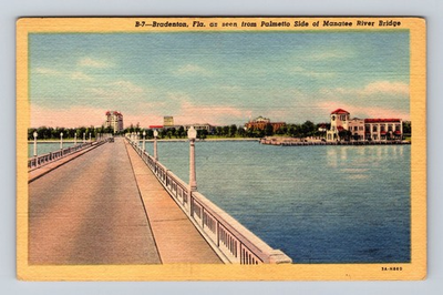 #ad Bradenton FL Florida Palmetto Side of Manatee River Bridge Vintage Postcard Card $0.99