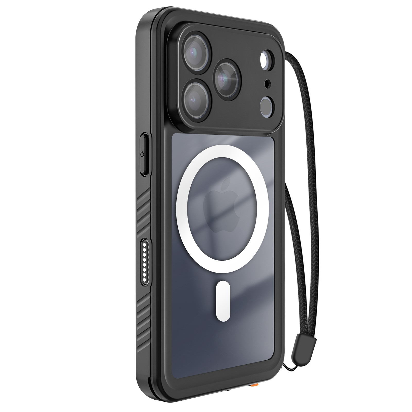 Coque iPhone 17 Pro Max étanche IP68 antichoc noir avec cordon