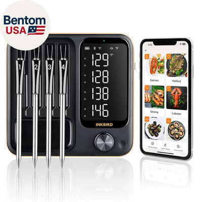 4-Probe Wifi Wireless Meat Thermometer with 360°Readable LCD Standalone Base, Wi