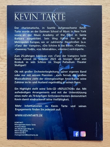 Kevin Tarte AK Tanz der Vampire Autogrammkarte original signiert 2 - Bild 2 von 2