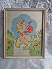 VTG 1940s BABY NURSERY DUCK PRINT GLOW IN THE DARK BY J T CITROEN NY 