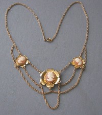 LOVELY VINTAGE 12KT GF SHELL CAMEO NECKLACE SIGNED LUSTERN