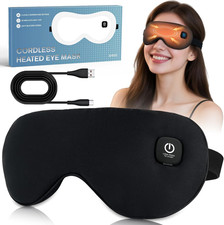 Cordless Heated Eye Mask for Dry Eyes Relief, with 3 Heat Settings, Washable Eye
