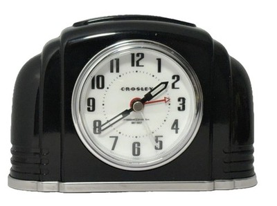 Vintage Analog Alarm Clock Crosley Art Deco Quiet Sweep Non-Ticking Automatic