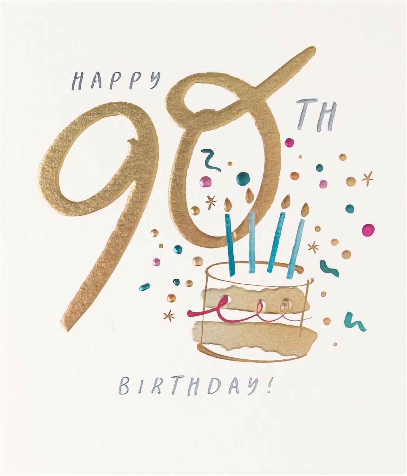 Happy 90th Birthday Card Cake Mum Dad Nan Grandad Brother Sister Auntie Uncle