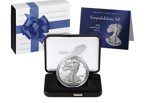 U.S. Mint American Eagle 2026 One Ounce Silver Proof Congratulations Set-IN HAND
