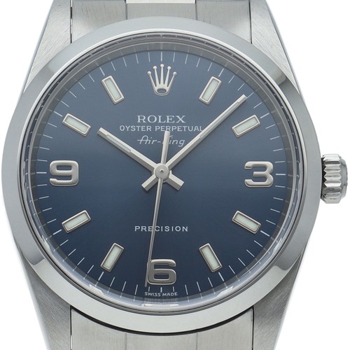 ROLEX Air king 14000M(K) Stainless Steel mensWatch blue USED