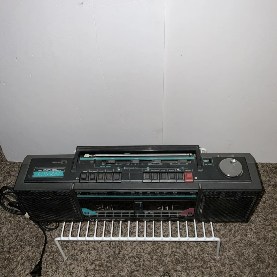 Винтажный Emerson CTR 929 AM FM стерео радио двойной кассетный плеер бумбокс, * работает * - Изображение 4 из 4