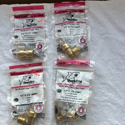 Shark Bite Straight Female Connector 1/2''  X 1/2'' FNPT, 3 others included 