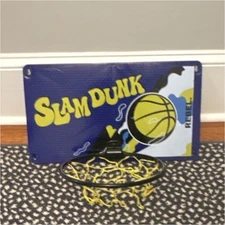 Rebel Wall-Mounted Mini Basketball Hoop Blue Yellow Black Plastic Metal