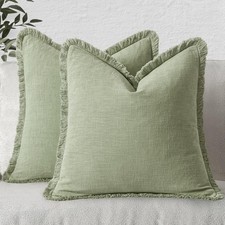 Decorative Pillow Covers  Neutral Beige Linen Boho Farmhouse cover Set of 2
