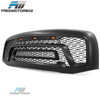 Fits 06-09 Dodge Ram 1500 2500 3500 Matte Black Front Upper Grille w/ Lights