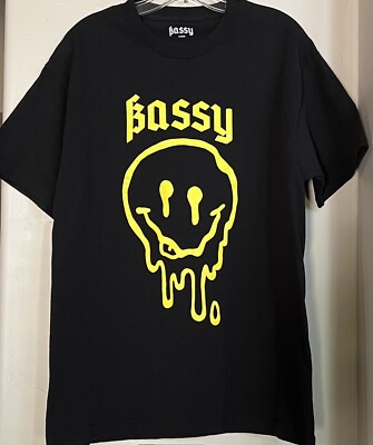 Bassy Men s Smile Melting Face Color Black & Yellow T-Shirt Size Large