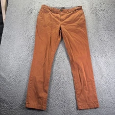 14th & Union Chino Pants Mens 36x32 Brown Cotton Spandex Stretch Slim Fit