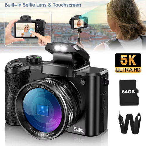 5K Digital Camera for Photography, 64MP Touch Screen Autofocus Vlogging Camera w - Picture 8 of 12